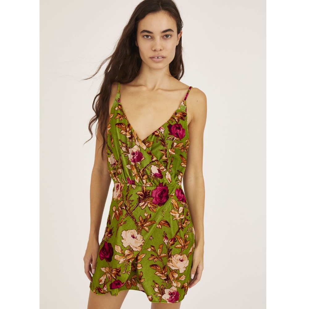 UO Joelle Velvet Surplice Mini Dress